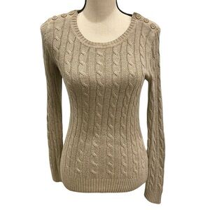 Banana Republic Tan Cable Knit Sweater with Button Details
